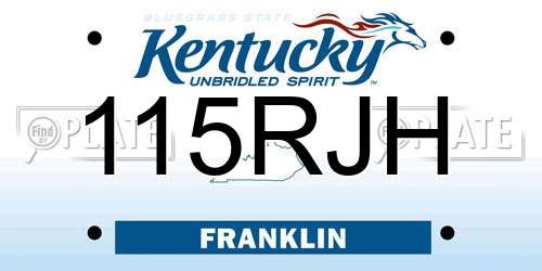 115RJH Kentucky License Plate