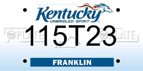 115T23 Kentucky License Plate
