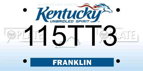 115TT3 Kentucky License Plate
