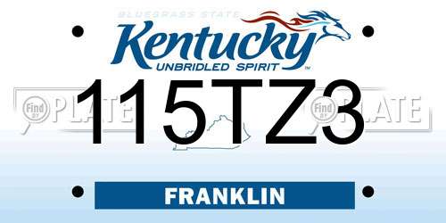 115TZ3 Kentucky License Plate