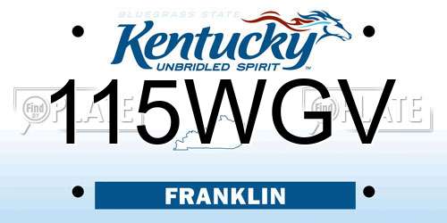 115WGV Kentucky License Plate