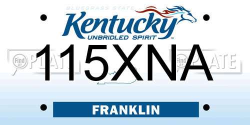 115XNA Kentucky License Plate