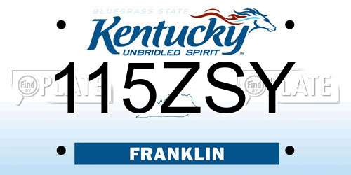 115ZSY Kentucky License Plate