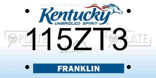 115ZT3 Kentucky License Plate