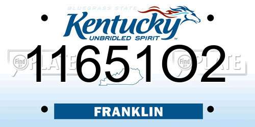 11651O2 Kentucky License Plate