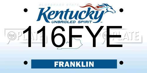 116FYE Kentucky License Plate