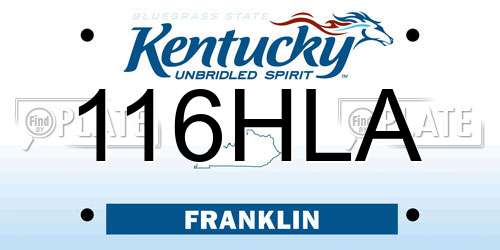 116HLA Kentucky License Plate