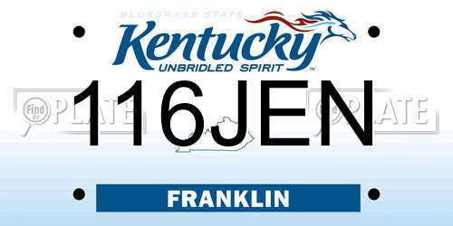 116JEN Kentucky License Plate