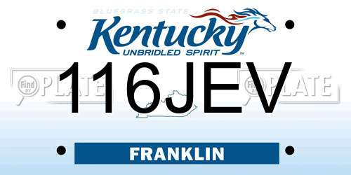 116JEV Kentucky License Plate