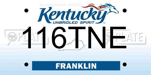 116TNE Kentucky License Plate