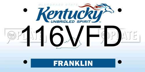 116VFD Kentucky License Plate