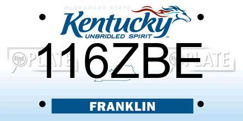 116ZBE Kentucky License Plate