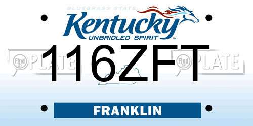 116ZFT Kentucky License Plate