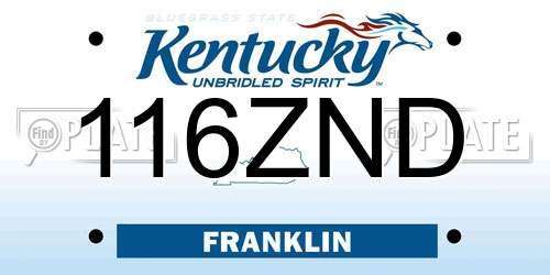 116ZND Kentucky License Plate