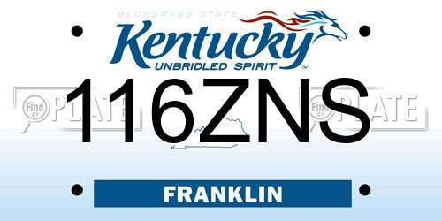 116ZNS Kentucky License Plate