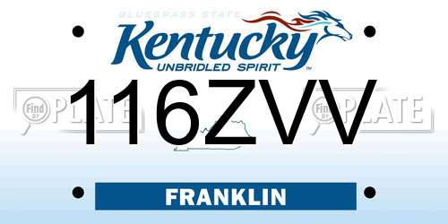 116ZVV Kentucky License Plate