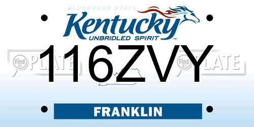 116ZVY Kentucky License Plate