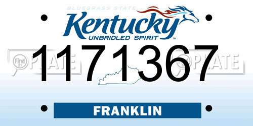 1171367 Kentucky License Plate