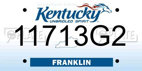 11713G2 Kentucky License Plate