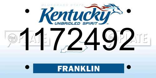 1172492 Kentucky License Plate