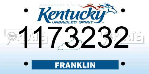 1173232 Kentucky License Plate