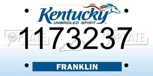 1173237 Kentucky License Plate