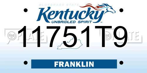 11751T9 Kentucky License Plate