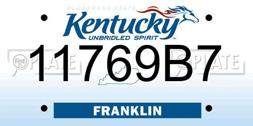 11769B7 Kentucky License Plate