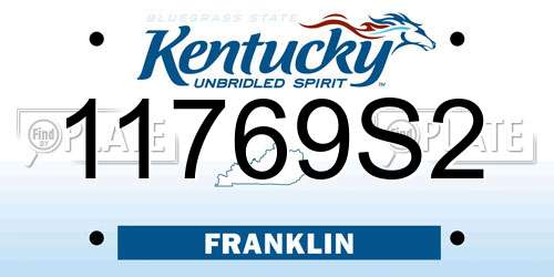 11769S2 Kentucky License Plate