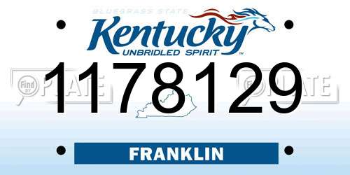 1178129 Kentucky License Plate