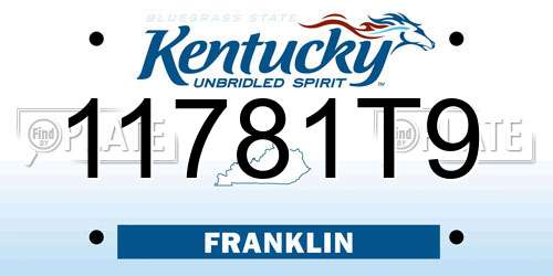 11781T9 Kentucky License Plate