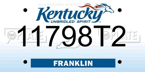 11798T2 Kentucky License Plate