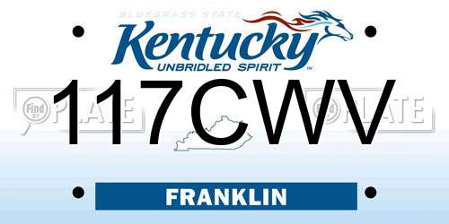 117CWV Kentucky License Plate