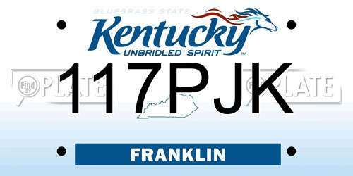 117PJK Kentucky License Plate