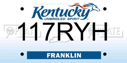 117RYH Kentucky License Plate