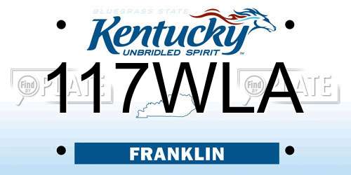 117WLA Kentucky License Plate