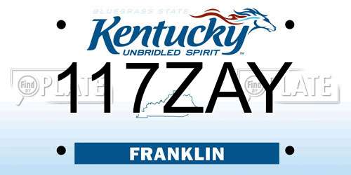 117ZAY Kentucky License Plate