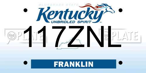 117ZNL Kentucky License Plate