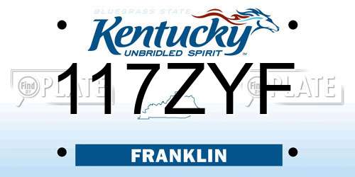 117ZYF Kentucky License Plate