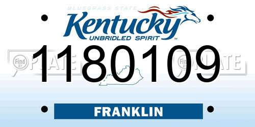 1180109 Kentucky License Plate