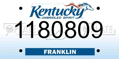 1180809 Kentucky License Plate