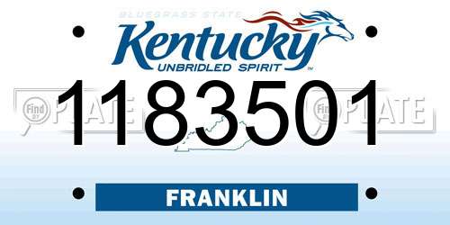 1183501 Kentucky License Plate
