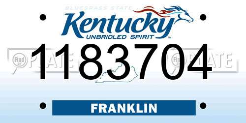 1183704 Kentucky License Plate
