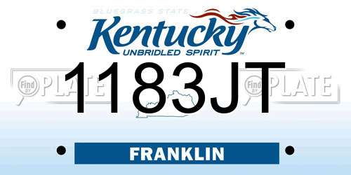1183JT Kentucky License Plate
