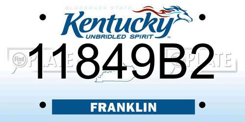 11849B2 Kentucky License Plate