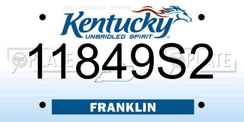 11849S2 Kentucky License Plate