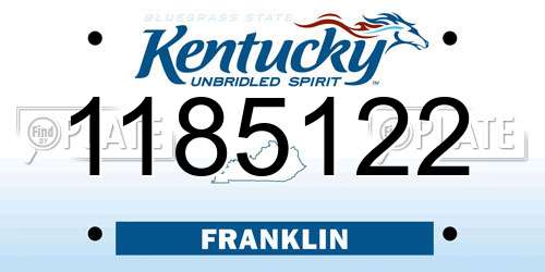 1185122 Kentucky License Plate