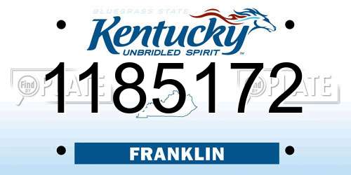 1185172 Kentucky License Plate