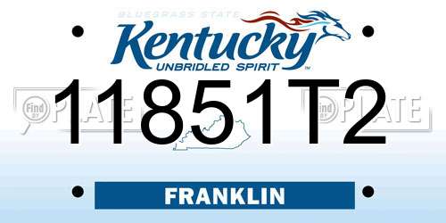 11851T2 Kentucky License Plate