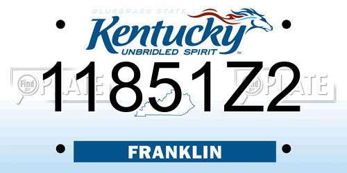 11851Z2 Kentucky License Plate